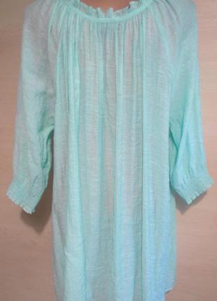 Туника  блуза рубаха хлопковая  мятного  цвета большого размера lindex5 фото