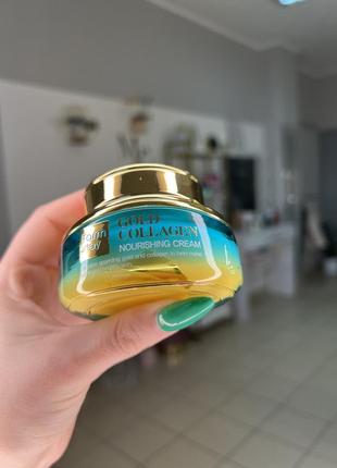 Живильний крем для обличчя farmstay gold collagen nourishing cream з золотом та колагеном, 55 мл