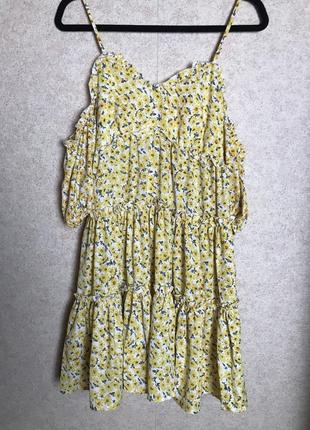 Очаровательное легкое шифоновое платье с оборками shein4 фото