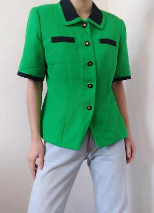 Винтажный пиджак зеленый жакет вискоза atrium collection винтажный жакет с коротким рукавом пиджак сша блейзер винтажный пиджак вискоза блейзер2 фото