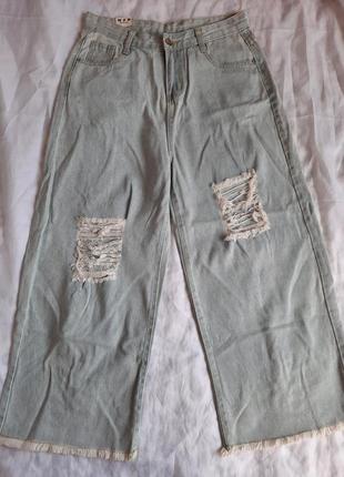 Короткие джинсы кюлоты, размер м