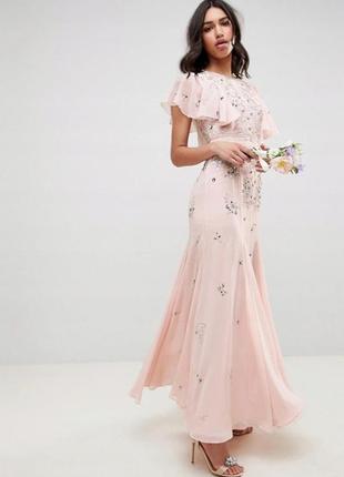 Платье макси с декоративной отделкой asos