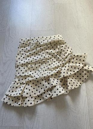 Юбка с рюшами в горох асимметрия