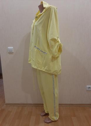 Италия 50-56 костюм нарядный прогулочный брючный желтый голубой брюки туника3 фото