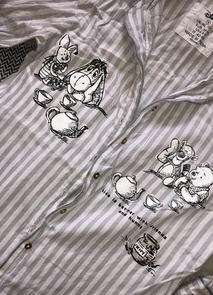 Домашняя ночная рубашка платье натуральная хлопковая хлопок пижамная ночнушка в полоску disney дисней vinnie винни пух8 фото