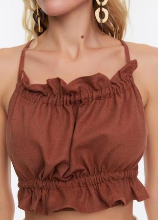 Коричневий кроп-топ shein
