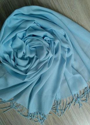 Голубой шарф палантин, весна осень, демисезон, однотонный тонкий легкий, туречна1 фото