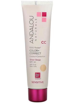 Andalou naturals 1000 роз cc color correct spf 30 солнцезащитный cc крем. 58 мл3 фото