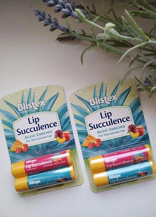 Бальзамы для губ blistex, lip succulence, tropical, 2 шт по 4.25г каждый