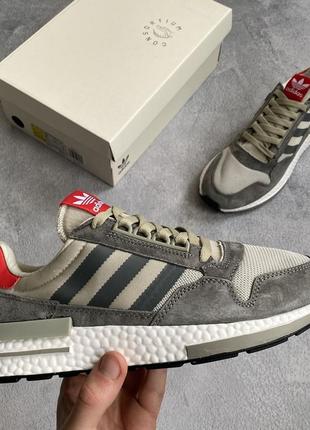 Кросівки в стилі adidas zx 500 grey/white/red4 фото