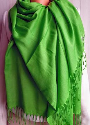 Зеленый шарф палантин, весна осень, демисезон, однотонный тонкий легкий, туречна
