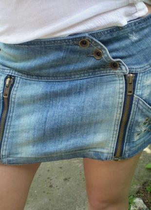 Джинсовая юбка мини bershka