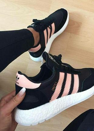 Кросівки в стилі adidas iniki runner boost black pink2 фото