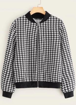 Бомбер гусиная лапка на молнии чёрный белый кофта кардиган жакет блейзер пиджак свитер5 фото