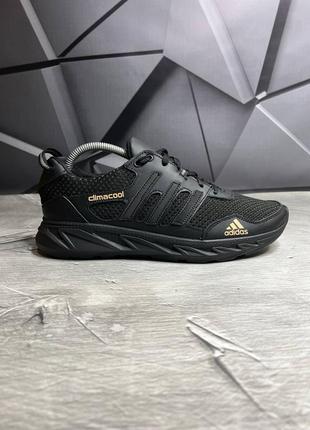 Стильные кроссовки сетка/кожа черные адедас adidas кожаные мужские деми, демисезонные осенние, весневые, летние (на осень, весна, летом 2023-2024)7 фото