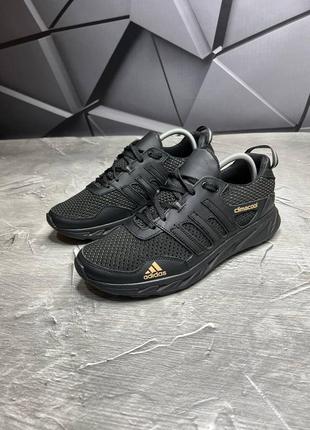 Стильные кроссовки сетка/кожа черные адедас adidas кожаные мужские деми, демисезонные осенние, весневые, летние (на осень, весна, летом 2023-2024)2 фото