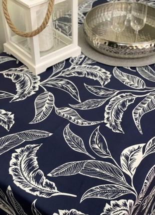 Скатертина тефлонова синій лист з водовідштовхуючим ефектом