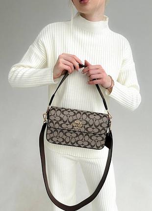 Сумка coach crossbody grey/brown1 фото