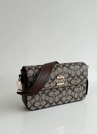 Сумка coach crossbody grey/brown9 фото