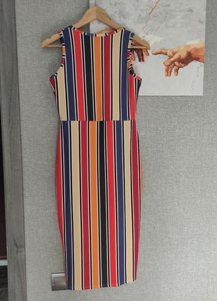 Платье с разрезом от boohoo, размер m.97 10, в полоску платье миди4 фото