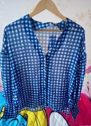 Синяя блуза/рубашка mango2 фото