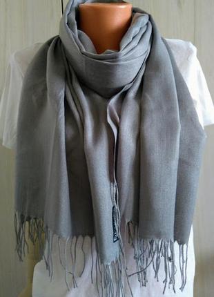 Серый шарф палантин, весна осень, демисезон, однотонный тонкий легкий, туречна2 фото