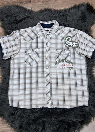 Рубашка в клетку коттон с надписями