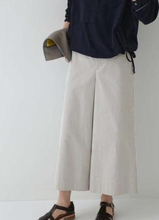 Льняні широкі укорочені штани колоти2 фото