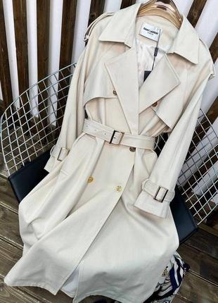 Жіночий тренч, бежевий, в стилі ysl yves saint laurent, плащ, молочний, весняний