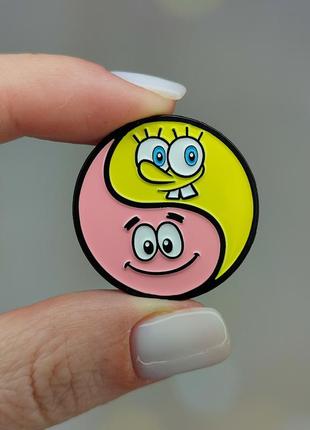 Металлический значок - пин "губка боб и патрик" (знач0288)