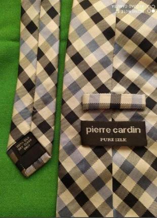 Винтажный галстук из шёлка в ромбовидную клетку pierre cardin1 фото