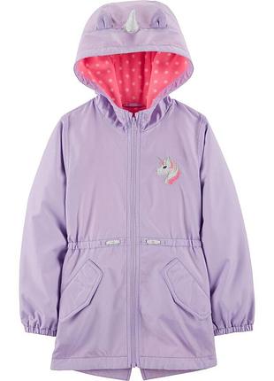 Куртка курточка carters весенняя на флисе непромокаемая единорог с аппликациец с ушками рогом