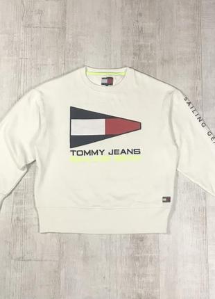 Крутой свитшот от tommy jeans oversize с большим вышитым логотипом
