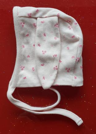 Matalan шапочка чепчик с ушками кролика новорожденной девочке 0-3м 50-56-62см