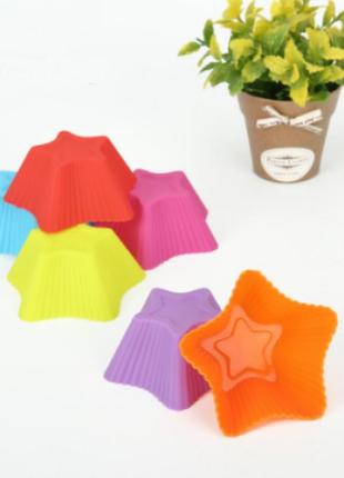 Набір силіконових форм для випікання кексів зірочка 6 шт.