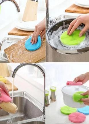 Кухонна силіконова миюча губка, щітка для посуду, фруктів та овочів2 фото