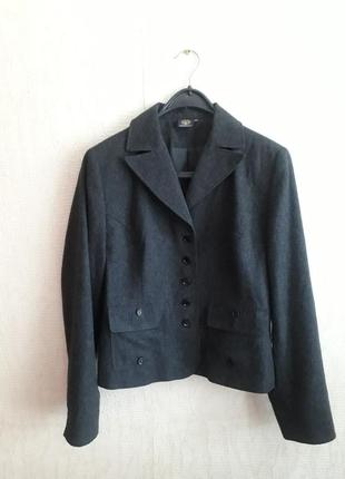 Базовый тёмно-серый шерстяной пиджак жакет green wood