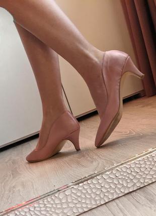 Туфли сатиновые розовые женские 37р, каблук 5см2 фото