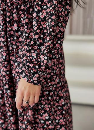 Платье-миди size+ из натуральной ткани с цветочным принтом2 фото