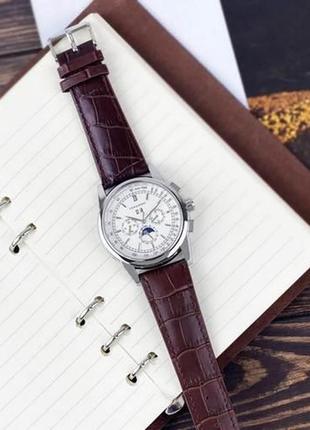 Классические механические мужские наручные часы forsining 319 brown-silver-white4 фото