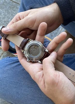 Классические механические мужские наручные часы forsining 319 brown-silver-white10 фото