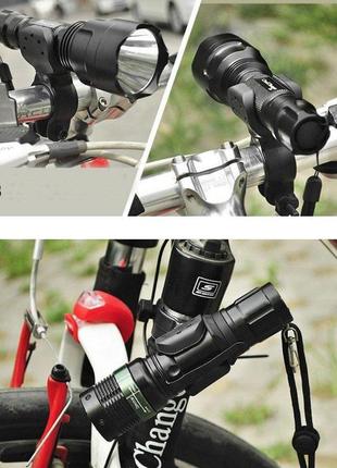 Универсальный велосипедный держатель для фонарика, велодержатель фонаря на руль велосипеда, мопеда, мотоцикла4 фото