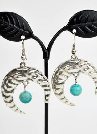 Серьги лунницы с амазонитом арт. 77121
