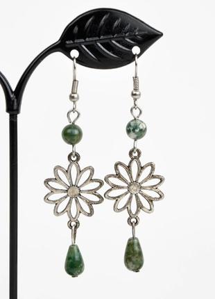 Серьги с моховым агатом