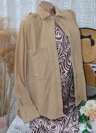 S-м/28 фирменная натуральная замшевая куртка рубашка бежевая camel зара zara оригинал элитная линейка3 фото