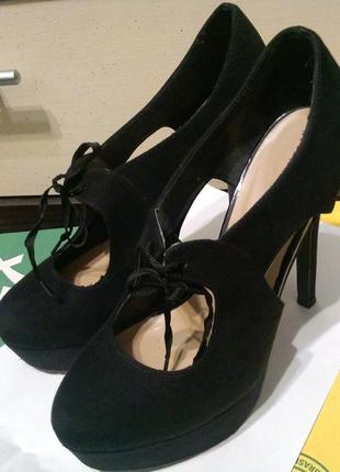 Замшевые туфли босоножки ботильоны new look 25 см