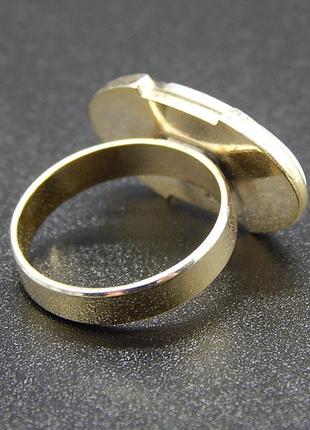 66. винтажное позолоченное кольцо с перламутром инь-янь размер 17.7 фото