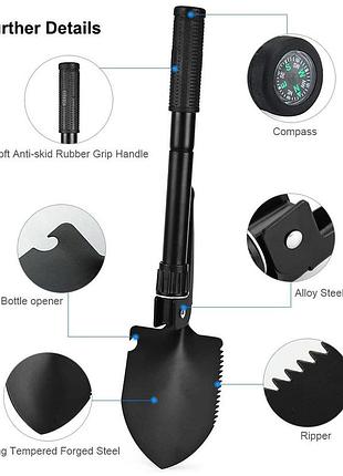 Лопата саперная туристическая (автомобильная) розборная 5 в 1, в чехле