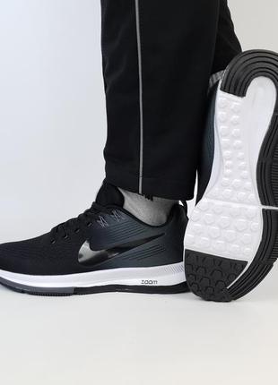 Летние кроссовки мужские черные с серым и белым nike air zoom run fast black grey найк аир зум2 фото