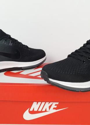 Летние кроссовки мужские черные с серым и белым nike air zoom run fast black grey найк аир зум8 фото